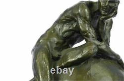 Original Art Abstrait Bronze Homme Sculpture Signé Marbre Base École Figurine