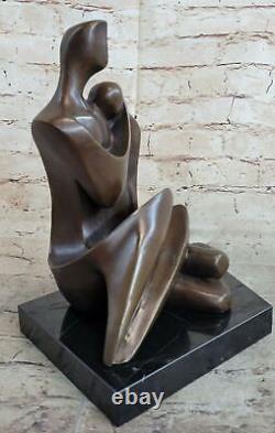 Original Signé Abstrait Mâle Femelle Couple Bronze Sculpture Figure Marbre Base
