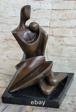 Original Signé Abstrait Mâle Femelle Couple Bronze Sculpture Marbre Base