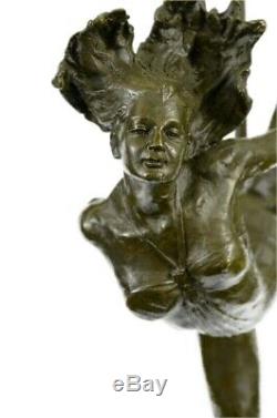 Original Signé Abstrait Nu Femme Bronze Statue Sculpture Figurine Marbre Base