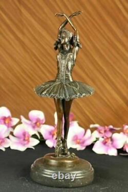 Original Signé Marron Patine Prima Ballerine Bronze Sculpture Marbre Figurine