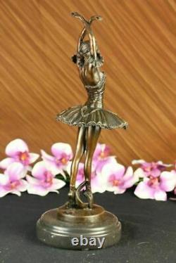 Original Signé Marron Patine Prima Ballerine Bronze Sculpture Marbre Figurine
