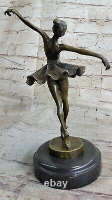 Original Signé Marron Patine Prima Ballerine Bronze Sculpture Marbre de Figurine
