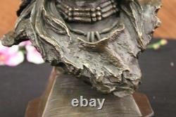 Original Signé Milo Japonais Viking Guerrier Bronze Sculpture Marbre Statue Sale