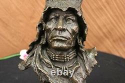 Original Signé Milo Native Américain Bronze Sculpture Marbre Statue Affaire