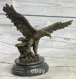 Original Signé Vienne Bronze Aigle Sculpture Autriche Art Déco Marbre Ouvre