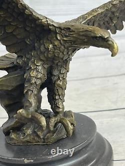 Original Signé Vienne Bronze Aigle Sculpture Autriche Art Déco Marbre Ouvre