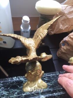 PINEDO Emile Encrier Ancien aigle impérial style empire bronze et marbre Signé
