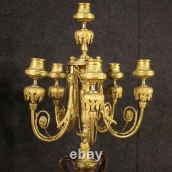 Paire de candélabres signés Ferdinand Barbedienne chandeliers bronze marbre 800