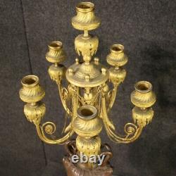 Paire de candélabres signés Ferdinand Barbedienne chandeliers bronze marbre 800