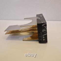 Paola Martelli Sculpture abstraite bronze et marbre Signée Space age