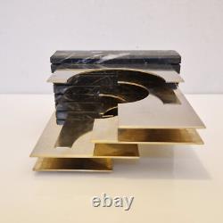 Paola Martelli Sculpture abstraite bronze et marbre Signée Space age