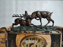 Pendule Art Déco Marbre et Bronze Signé Thomas Cartier / 1930's France / Horloge