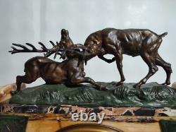 Pendule Art Déco Marbre et Bronze Signé Thomas Cartier / 1930's France / Horloge