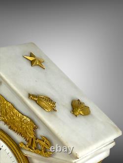 Pendule Portique Epoque Empire En Marbre Et Bronze Doré Cadran Signé De 43 CM