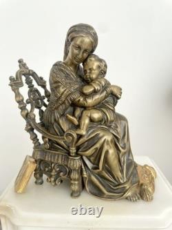 Pendule borne marbre Blanc avec bronze signée Tardy empire napoléon 19eme