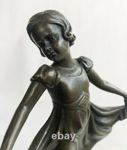 Preiss Signé Marron Patine Prima Ballerine Bronze Sculpture Marbre Figurine Sale