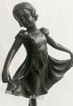 Preiss Signée Marron Patine Prima Ballerine Bronze Sculpture Marbre Cadeau