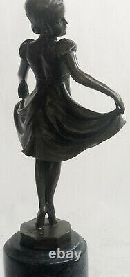 Preiss Signée Marron Patine Prima Ballerine Bronze Sculpture Marbre Cadeau