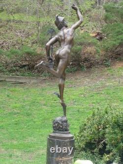 Rare Sculpture Superbe Mercury / Hermes Signée B Cellini Marbre Base Gift