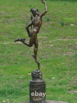 Rare Sculpture Superbe Mercury / Hermes Signée B Cellini Marbre Base Gift