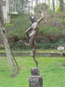 Rare Sculpture Superbe Mercury / Hermes Signée B Cellini Marbre Base Gift