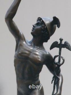 Rare Sculpture Superbe Mercury / Hermes Signée B Cellini Marbre Base Gift