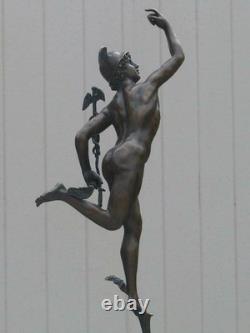 Rare Sculpture Superbe Mercury / Hermes Signée B Cellini Marbre Base Gift