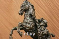 Rare Signée Original Art Déco Élevage Cheval Marbre Main Fabriqué Bronze