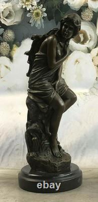 SIGNÉ Moreau, Statue Bronze Sculpture Art Décor Nu Angel, Figurine Marbre