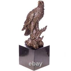 Sculpture Aigle Art déco en bronze sur un marbre noir d'après Milo