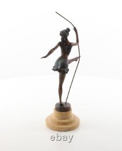 Sculpture Ballerine coloré en bronze sur socle ne marbre daprès Milo