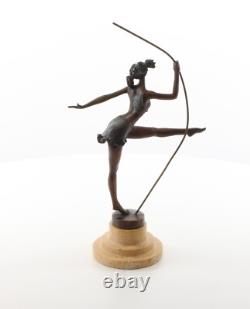 Sculpture Ballerine coloré en bronze sur socle ne marbre daprès Milo