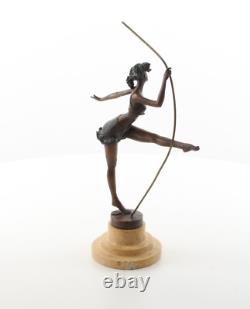 Sculpture Ballerine coloré en bronze sur socle ne marbre daprès Milo
