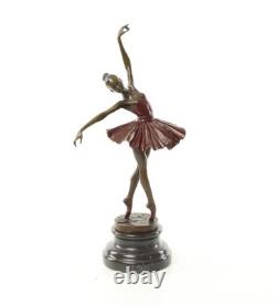Sculpture Ballerine coloré en bronze sur un socle en marbre d'après Milo