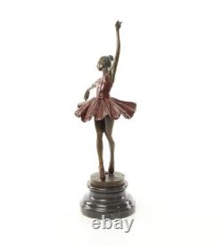 Sculpture Ballerine coloré en bronze sur un socle en marbre d'après Milo
