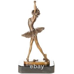 Sculpture Ballerine en bronze Art déco sur un socle en marbre noir d'après Milo