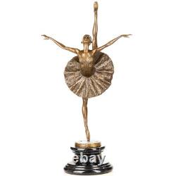 Sculpture Ballerine en bronze sur un socle en marbre noir d'après Milo