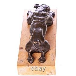 Sculpture Bouledogue en bronze sur un socle en marbre d'après Milo