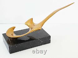Sculpture Bronze A L'oiseau Sur Base En Marbre 1970 Moderniste 70s 1970s Signee