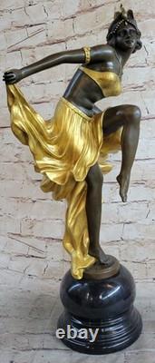 Sculpture Bronze Art Déco Patine Or Signée par A. Gory Figurine Marbre Nouveau