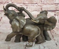 Sculpture Bronze Marbre Barye Signée Figure Statue Éléphant Porte-Bonheur
