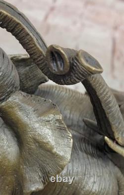 Sculpture Bronze Marbre Barye Signée Figure Statue Éléphant Porte-Bonheur