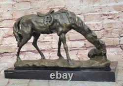 Sculpture Bronze Original Signée Milo Dog et un Cheval Statue Marbre