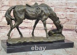 Sculpture Bronze Original Signée Milo Dog et un Cheval Statue Marbre