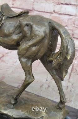 Sculpture Bronze Original Signée Milo Dog et un Cheval Statue Marbre