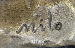Sculpture Bronze Original Signée Milo Dog et un Cheval Statue Marbre