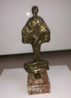 Sculpture Bronze Signée Femme Nue Erotique Curiosa Ancien Vintage Statue Marbre