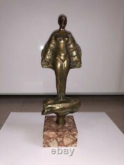Sculpture Bronze Signée Femme Nue Erotique Curiosa Ancien Vintage Statue Marbre