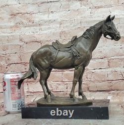 Sculpture Cheval Bronze Milo Signée Sur Socle En Marbre Statue Originale